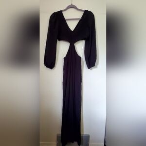 Peach Love California Black Cut Out Backless Gown